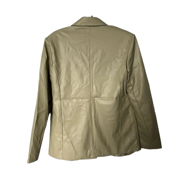 WEWOREWHAT Women’s Downtown Blazer Vegan Leather size M jacket Oat Sage Grn EUC - Picture 8 of 17